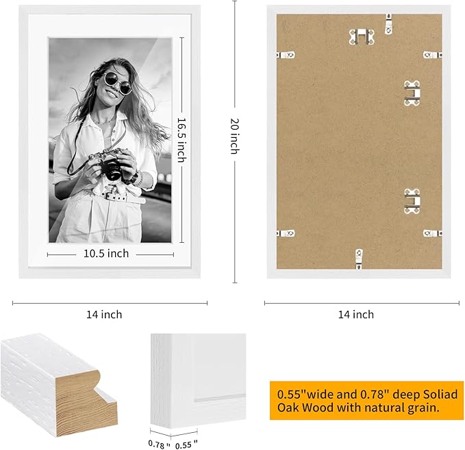 13x19 Oak Wood Picture Frame - 13"x19" Poster Frames for Wall, 13x19 Picture Frames for Wall, 13 x 19 Picture Frames, 13 x 19 Frames for Wall(1 Pack, White)