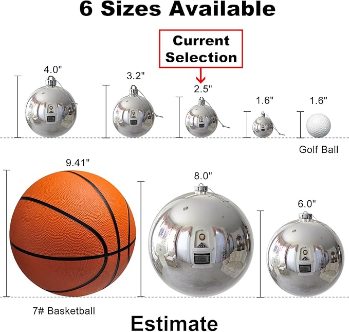 GameXcel 24Pcs Christmas Balls Ornaments for Xmas Tree - Shatterproof Christmas Tree Decorations Medium Hanging Ball Silver & Red 2.5 Inch x 24 Pack