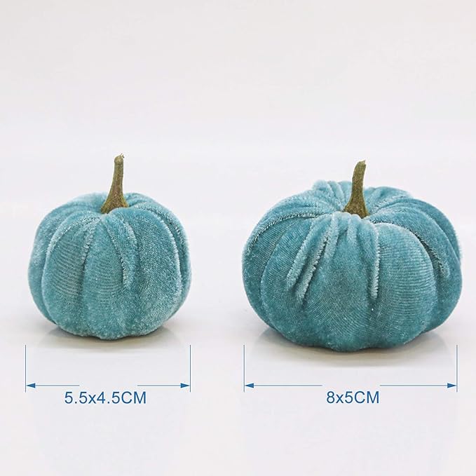 Romingo Halloween Artificial Pumpkins 12 Pack Fake Artificial Velvet Small Pumpkins for Fall Harvest, Thanksgiving, Christmas Party Decoration