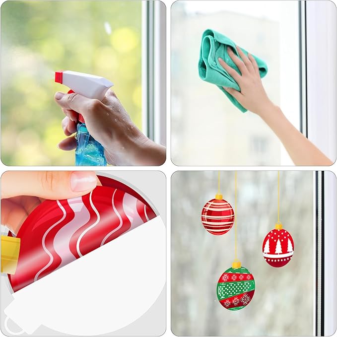 Cinrobiye 9 Sheets Christmas Snowball Window Clings Winter Christmas Car Refrigerator Decorations Stickers Door Window Seasons Decals for Holiday Xmas Christmas Home Kitchen Living Room