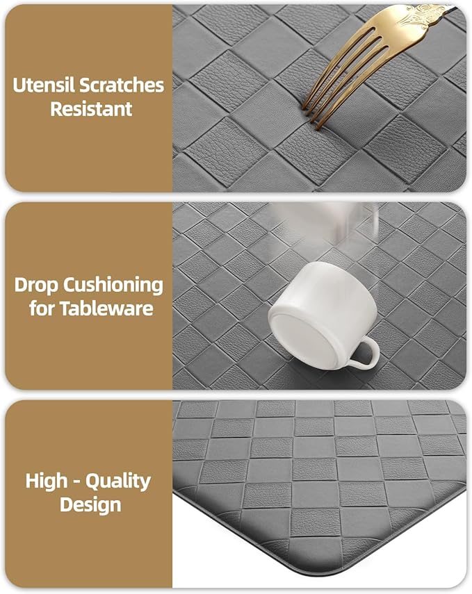 Color&Geometry Anti Fatigue Cushioned Kitchen Floor Mats,24"X59",Long Runner Rug Non Slip Waterproof,Memory Foam Padded Standing Mat for Front Sink,Grey