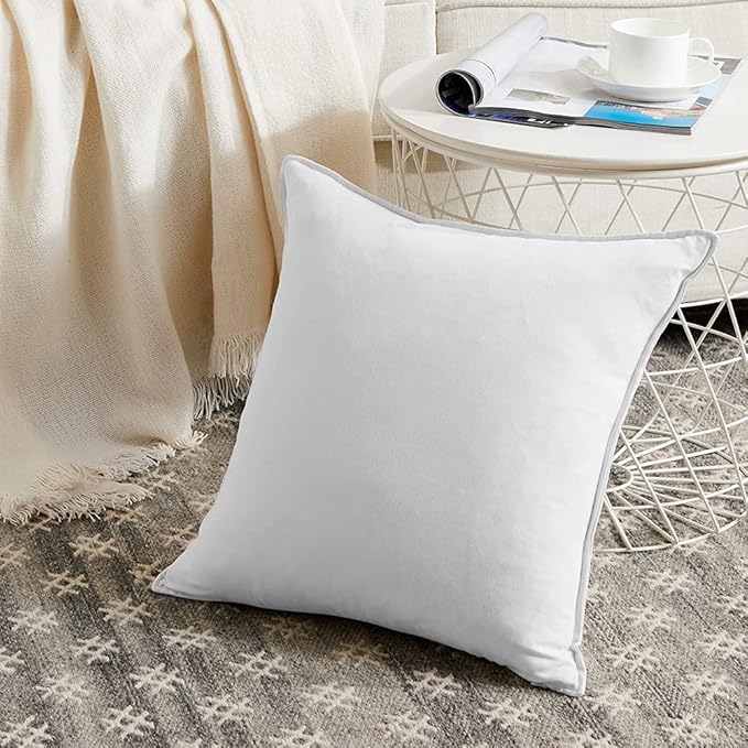 Fancy Homi 22x22 Pillow Covers, Pack of 2 Pure White Throw Pillow Covers, Super Soft Faux Suede Square Solid Cushion Cover for Couch Sofa Bedroom Living Room 55x55 cm