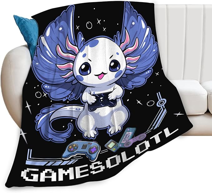 Tijuboni Axolotl Gaming Throw Blanket Game Gifts for Girls Boys Women Men Kids Adults Soft Flannel Fleece Blanket for Couch Sofa Bed Home Decor 40"x50"