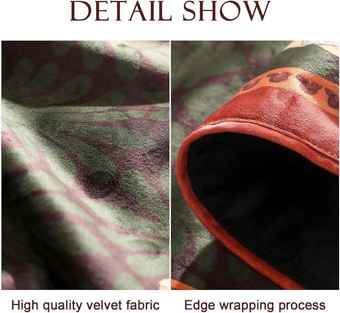 patdrea Designer Mysterious Oil Painting Figures Velvet Table Runner, Brown Green with Palm Frond Pattern Table Mat, Decoration for Kitchen Dining Coffee Table Cabinet Banquet Thanksgiving,12"*118"