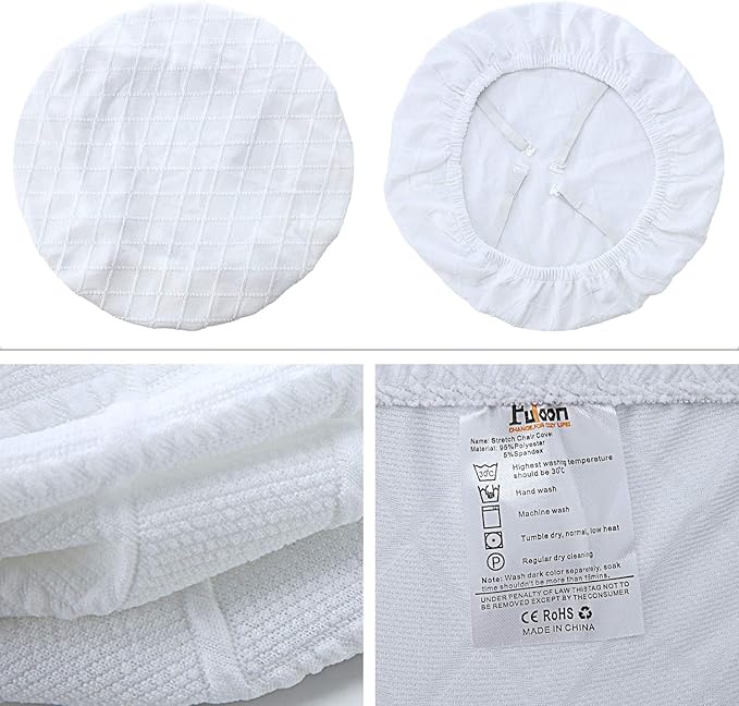 Fuloon Stretch Chair Seat Covers 6 PCS, Removable Washable Dining Chair Covers Anti-Dust Dining Room Seat Cushion Slipcovers (6, White)