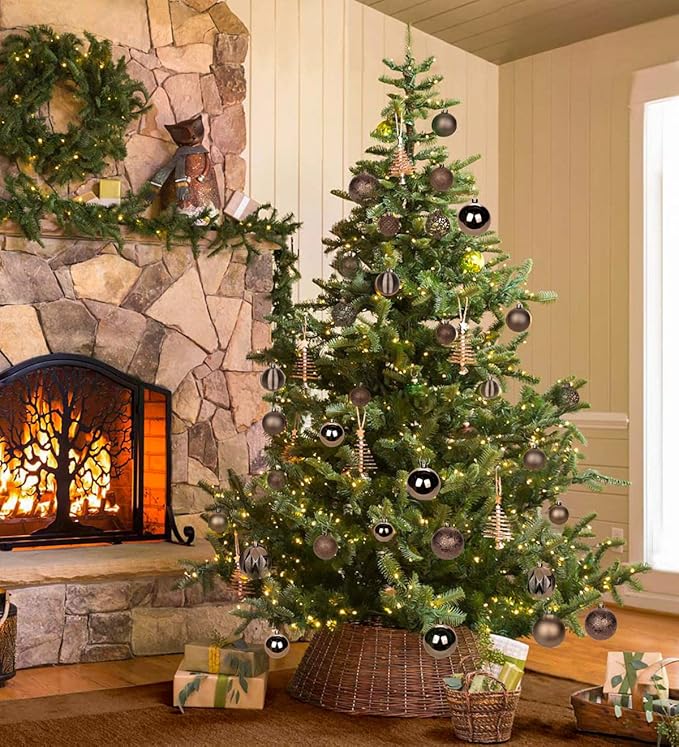 12PCS 3.15" Christmas Ball Ornaments Shatterproof Brown Christmas Tree Decorations Xmas Tree Balls Halloween Ornaments Décor