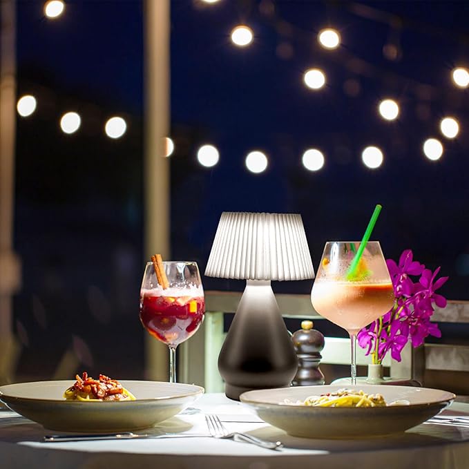 Wireless Charging LED Desk Lamp with Touch Control, 3 Color Options, Dimmable, Pleated Lampshade. Suitable for Dining Room, Bedroom, Office, Outdoor Camping