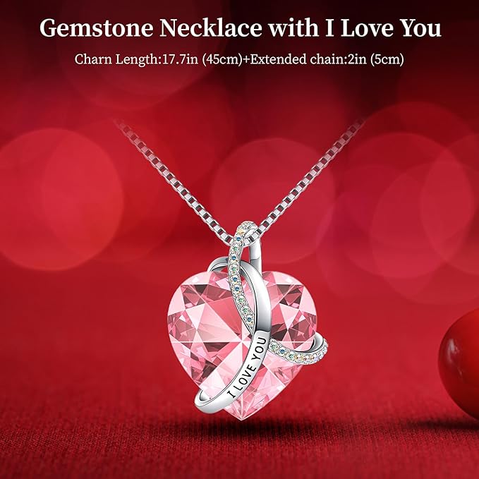 Preserved Real Pink Rose Birthday Gifts for Women Her Mom Wife Girlfriend Grandma with l Love You Necklace Eternal Forever Rose Flowers on Anniversary Valentine's Day Mothers Day Christmas