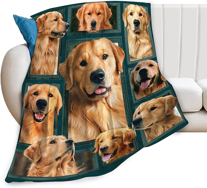 Tijuboni Golden Retriever Throw Blanket Dog Gifts for Girls Boys Women Men Kids Adults Soft Flannel Fleece Blanket for Couch Sofa Bed Home Decor 40"x50"