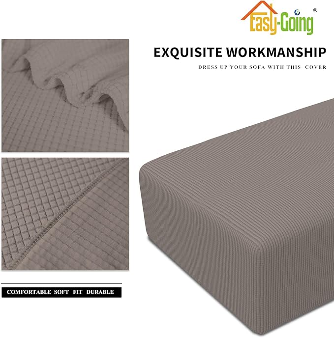 Easy-Going Stretch Ottoman Cover Folding Storage Stool Furniture Protector Soft Rectangle slipcover with Elastic Bottom (XX-Large,Taupe)