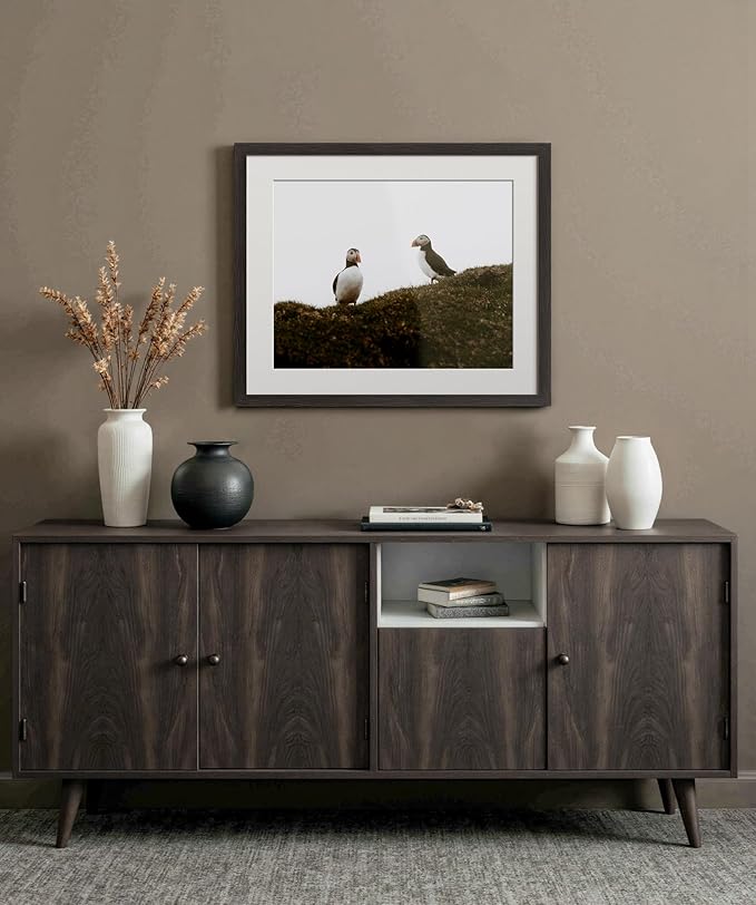 20x24 Picture Frame with Mat for 16x20 Set of 3, Black Wood Grain 20x24 Frame for Horizontal & Vertical Wall Mounting (3 Pack,Black)