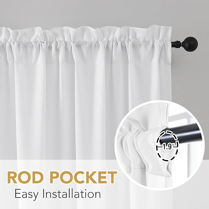 H.VERSAILTEX Sheer Curtains 95 inches Long Non-See-Through Farmhouse Curtains for Living Room Light Filtering Semi Sheer Panels for Bedroom Privacy Window Drapes 2 Panels Rod Pocket, White