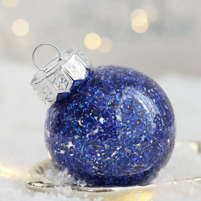 Christmas Ornaments Set, 32Pcs Clear Plastic Shatterproof Christmas Ball Hanging Ornaments for Xmas Tree Decorations, for Indoor Home Thanksgiving Party Holiday Decor - Bule.