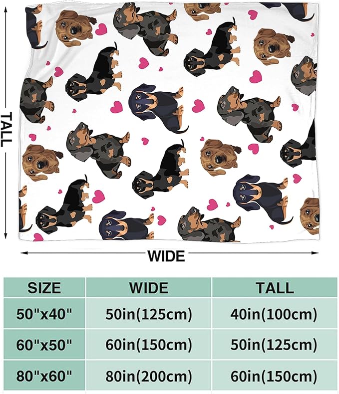Tijuboni Dachshund Throw Blanket Dog Gifts for Girls Boys Women Men Kids Adults Soft Flannel Fleece Blanket for Couch Sofa Bed Home Decor 40"x50"