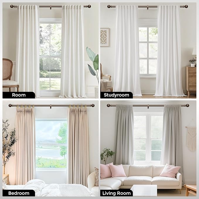 Extra Long Bronze Curtain Rod, 1 Inch Adjustable Heavy Duty Curtain Rods for Windows 72 to 144 Inch, Decorative Modern Window Treatment Rods, Splicing Metal Drapery Pole, Easy Installation