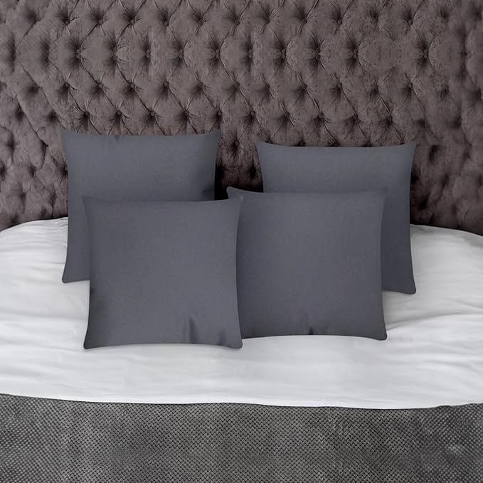 Covers & All Premium Square Throw Pillow Inserts with Covers Set of 4, 28 x 28 Inches Charcoal Gray, Decorative Cushions for Couch Sofa Home Decor Office Travel UV Resistant Waterproof Soft Cushions