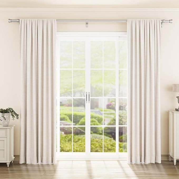 YaFex Curtain Rods 2 Pack 32-144 Inch, Heavy Duty 1 Inch Curtain Rod, Silver Extra Long Adjustable Window Treatment Rods, Modern Design, Easy Installation