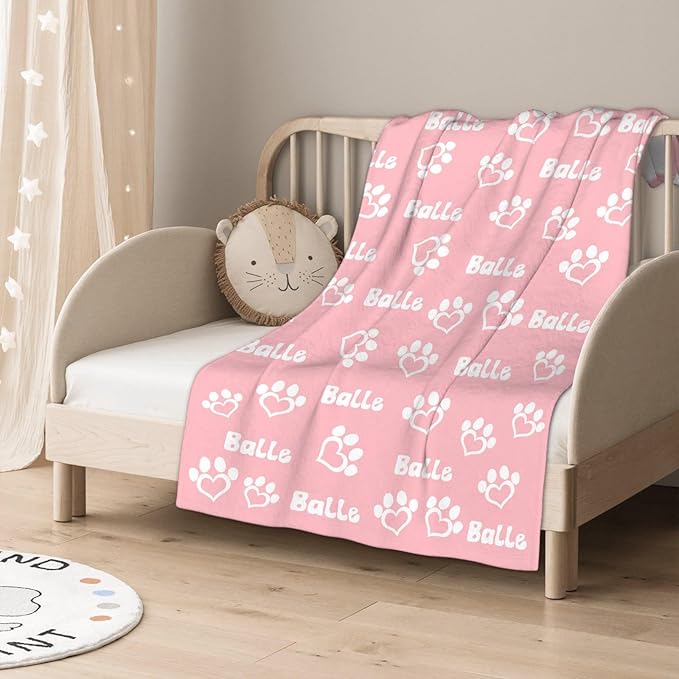 Custom Dog Blankets with Pictures - Custom Name Blanket for Pets - Lightweight All-Season 50"x40" for Kids