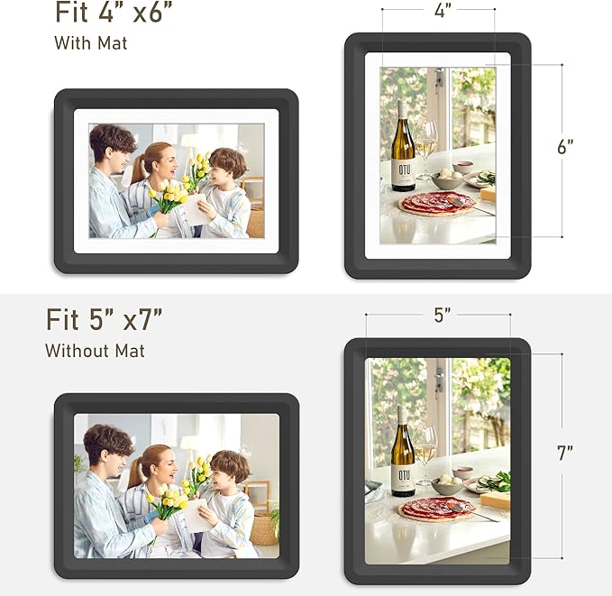 Black 5x7 Picture Frame with Acrylic Front 1 Pack, ABS Frame for 5x7 or 4x6 Photos, Shatterproof UV-Resistant Tabletop Photo Frame, Vertical/Horizontal Display for Home Décor