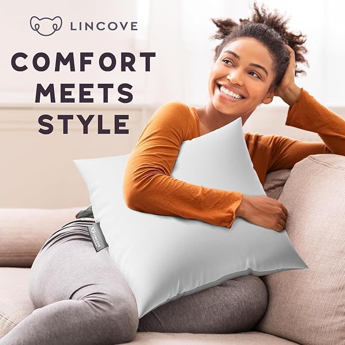 Lincove Euro Throw Pillow Insert Square 12"x24" Pillow – Made in Canada, 100% Cotton Shell, Down Alternative Filling, Vegan-Friendly, Hypoallergenic - Decorative Couch Pillows, 1 Pack