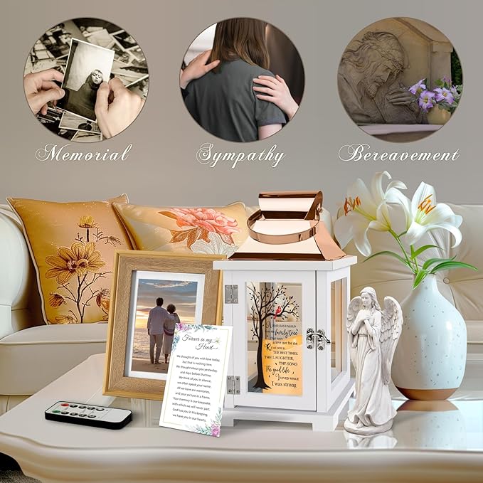 Memorial Lantern with Remote, Bereavement Sympathy Gifts for Loss of Loved One Memorial Gifts for Loss of Mother Loss of Father Remembrance Gifts Thoughtful Funeral Gifts