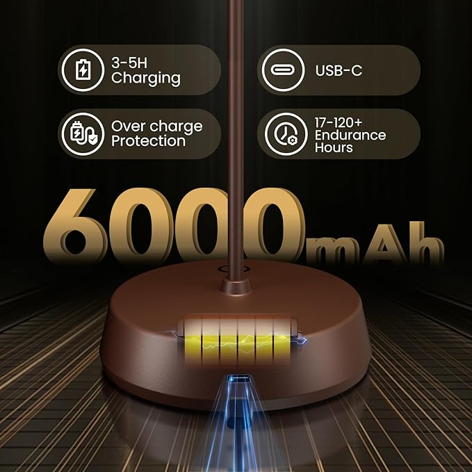 Small Cordless LED Table Lamp Rechargeable Battery Operated 6000mAh Touch Dimmable Lamp IP54 Waterproof Portable Wireless Table Light for Home Restaurant Bar Indoor/Outdoor（Brown-2PC）