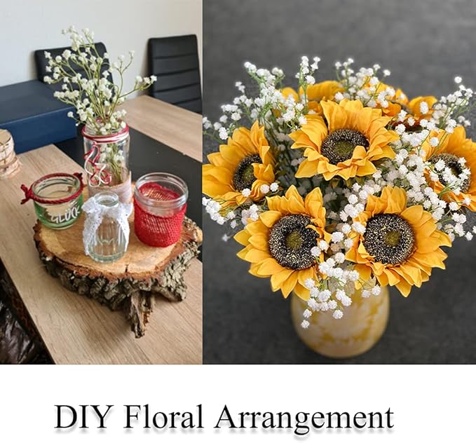 6 Pack Baby's Breath Artificial Flowers Bulk 3 Branches Faux Baby Breath Plastic Flowers Fake Gypsophila Flower Arrangement for Crafts Fake Flowers Bouquet for Wedding Home Decor Cream Baby Breath