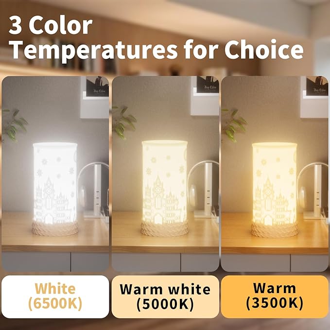 Bedside Table Lamp for Bedroom - 3 Color Temperatures Nightstand Ambience Lamps with USB C Charging, 360 Degree Rotating Shade Touch LED Lamp for Living Room, College Dorm