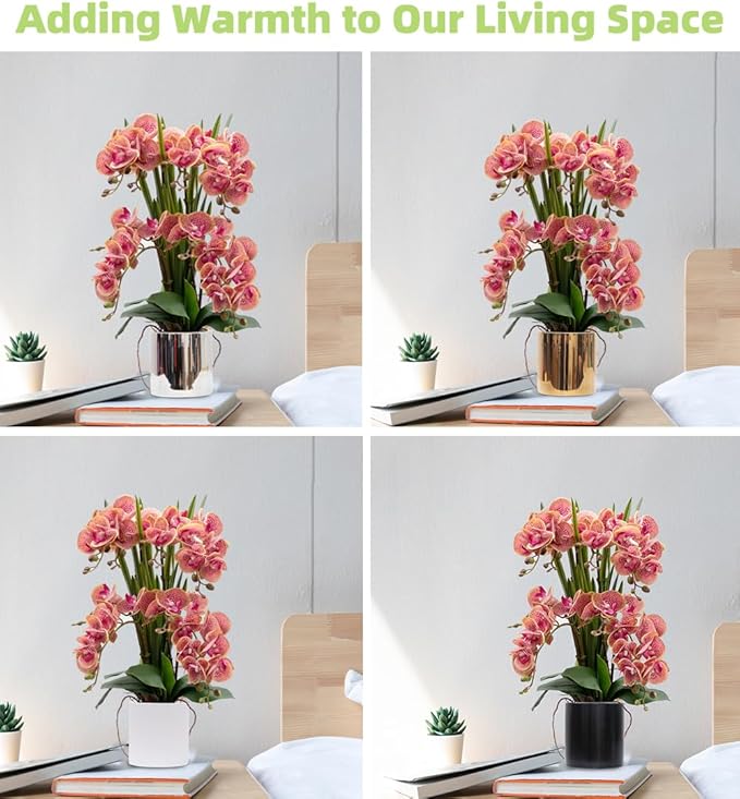 CXGS Artificial Orchid Flower Plants Real Touch Faux Orchids in Ceramic Vase 20.9'' Purple Dapple Phalaenopsis Orchid Fake Flower Arrangement Home Indoor Decor