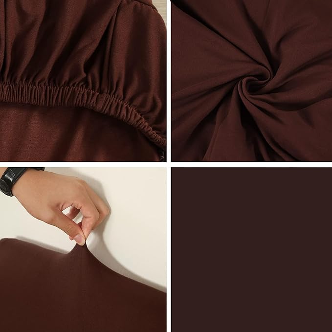 Stretch Chair Covers Slipcovers Set of 6 Brown Stretchable Dining Chair Slipcover Washable Removable for Kitchen,Hotel,Restaurant