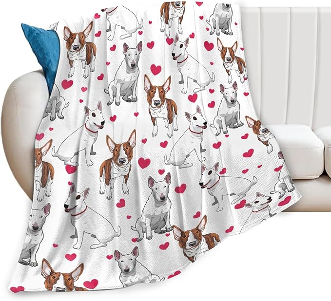 Tijuboni Bull Terrier Throw Blanket Dog Gifts for Girls Boys Women Men Kids Adults Soft Flannel Fleece Blanket for Couch Sofa Bed Home Decor 60"x80"