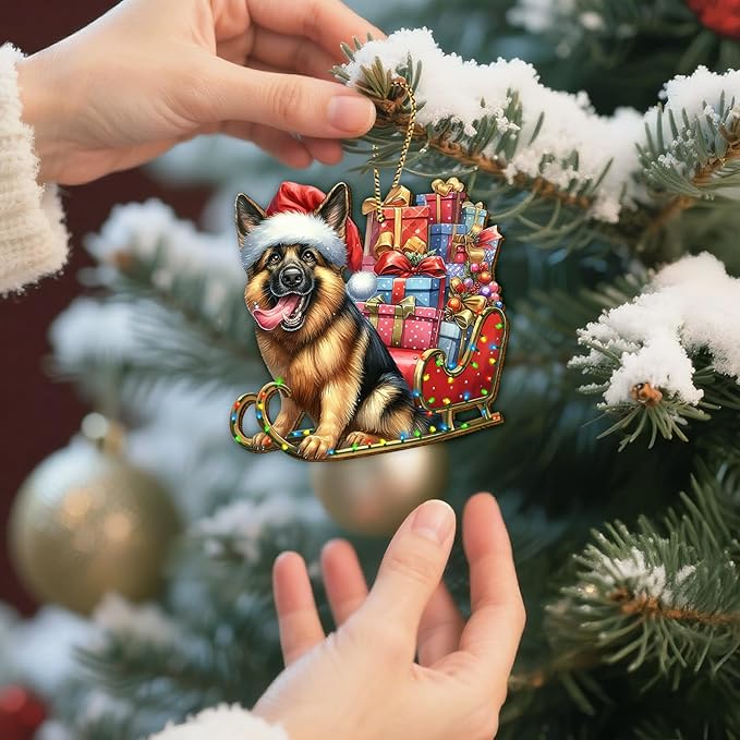34HD German Shepherd Christmas Ornament 2025 – Wooden Hanging Xmas Tree Ornament Decoration, Cute Christmas Keepsake Gifts and Home Decor for Dog Lovers and Pet Owners