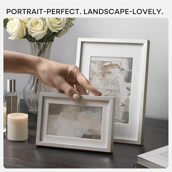 Homeforia Poster Frame 24x32 Silver, High End Metal 24 x 32 Large Picture Frame with Mat 20 x 28 Photo, 24x32 Silver Frames Matted to 20x28 Print, 32x24 Thin Frames, Tempered Glass, Wall Kit, Set of 1