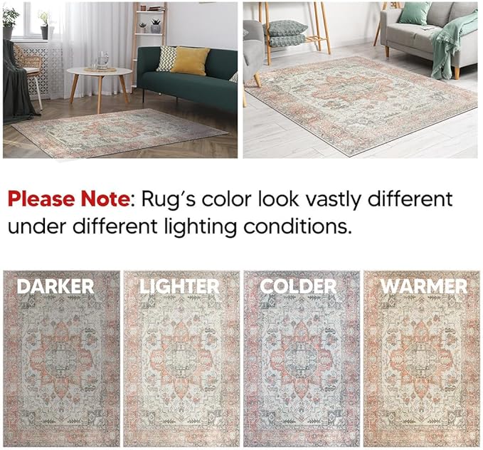 Keen Home Design 2x3 Rug - Machine Washable Entry Rug with Non-Slip Backing, Ideal for Enteryway, Kitchen, Bathroom, Laundry Room - Vintage, Easy Clean, Durable, Low Pile - (2' x 3')