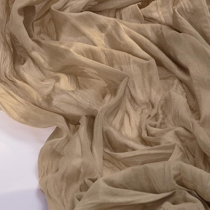 Socomi 6pcs Nude Brown Cheesecloth Table Runner Valentine's Day Boho Rustic Gauze 120 inch 10FT Cheese Cloth Runner for Wedding Party Baby Shower Birthday Home Decor Holiday Decorations