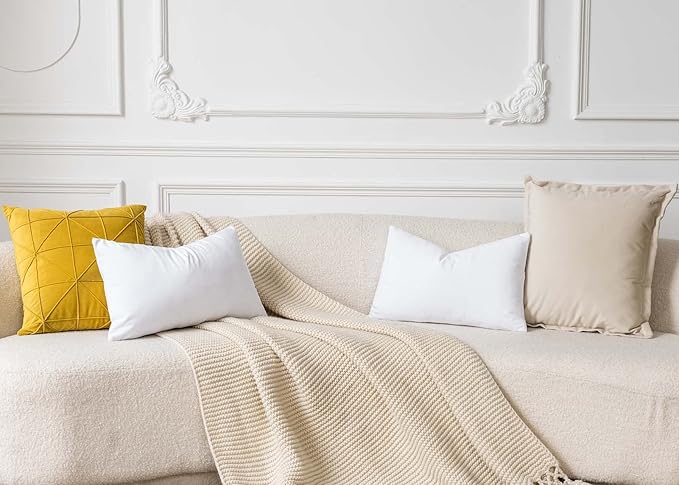 JUSPURBET White Throw Pillow Covers Set of 2 Decorative 26x26 Velvet Pillow Covers for Couch Sofa Bed Soft Cushion Covers Cases with Invisible Zipper for Living Room Home Decor