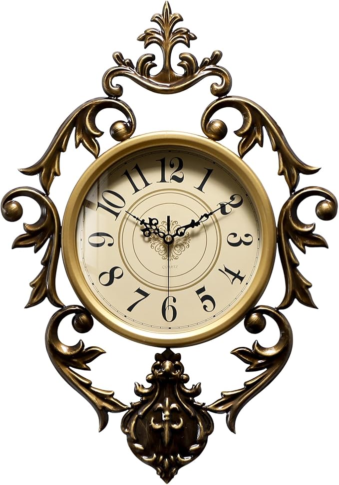 Vintage Wall Clocks Living Room,Decorative Antique Large Wall Clocks,Digital Retro Silent Wall Clock Battery Operated for Bedroom Kitchen Entryway Office Decor 21" x 15"