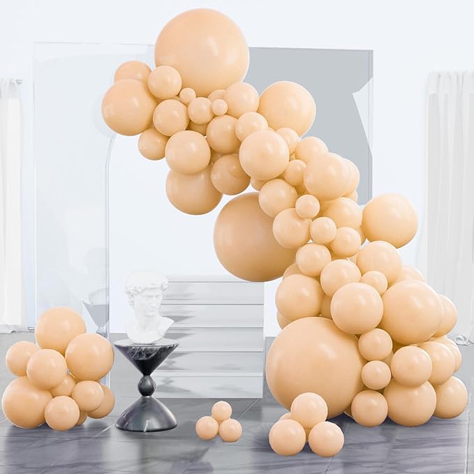 PartyWoo Retro Apricot Balloons, 85 pcs Apricot Balloons Different Sizes Pack of 18 Inch 12 Inch 10 Inch 5 Inch for Balloon Garland as Birthday Decorations, Party Decorations, Baby Shower Decorations