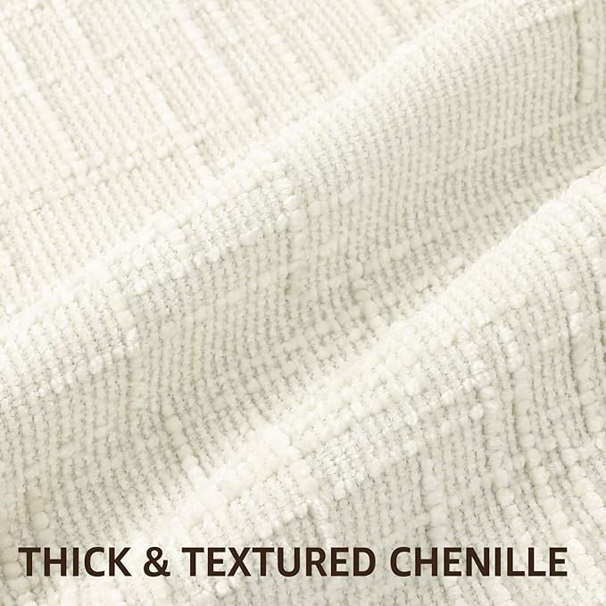 decorUhome Christmas Cream White Chenille Throw Pillow Covers 24x24 Set of 2 Thick Textured Slubby Couch Pillow Covers Farmhouse Accent Modern Neutral Decorative Pillow Cases for Bed Sofa Living Room