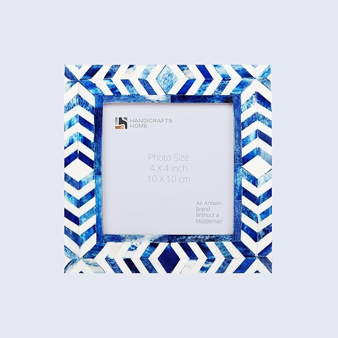 Handicrafts Home 4x4 Photo Picture Frames, Art Wall Hanging Décor - Taj-Blue
