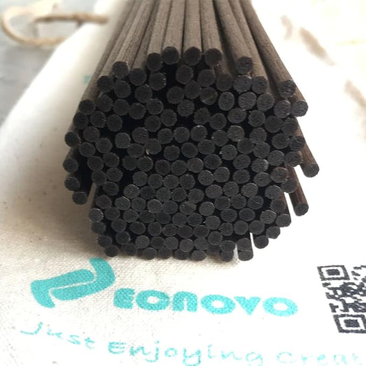 Resafy Reed Diffuser Sticks, Jecnovo Pack of 100 Fiber Sticks with Handmade Linen Bag, Safe and Non-Toxic, 9 Inches Long 3mm Diameter Aromatherapy Diffusers for Home, Spa and Office(Brown)