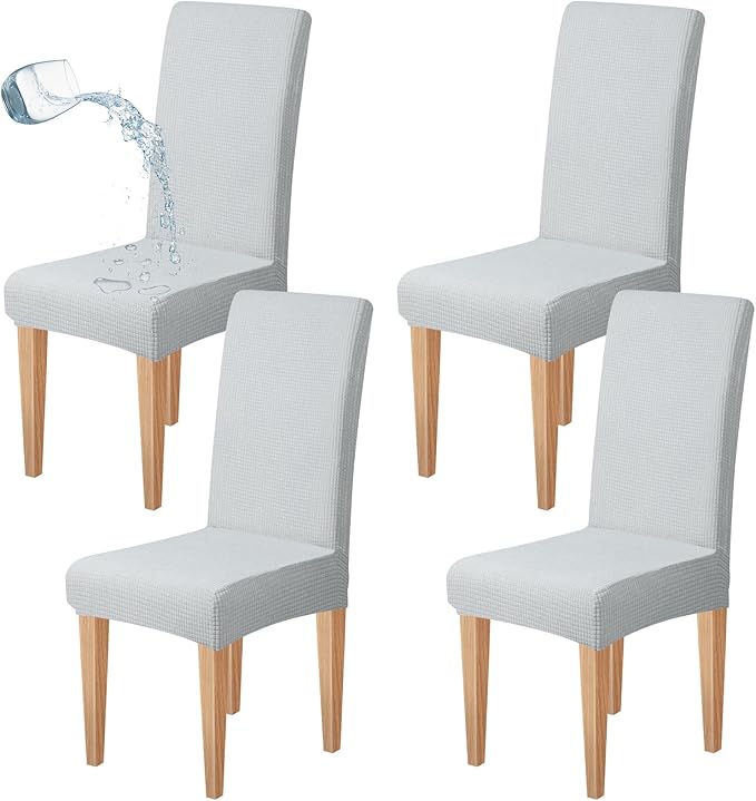 Dioxide Waterproof Chair Covers for Dining Chairs, Stretch Dining Chair Covers Set of 4, Parson Chair Slipcovers, Removable Washable Kitchen Chairs Seat Covers Protectors for Home Restaurant Banquet