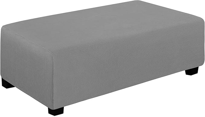 Easy-Going Stretch Ottoman Cover Folding Storage Stool Furniture Protector Soft Rectangle slipcover Elastic Bottom (XX-Large,Light Grey)