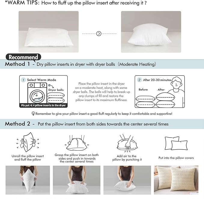 MIULEE 12x20 Pillow Inserts (Set of 4) -Decorative Throw Pillow with 100% Cotton Cover Rectangle for Sofa Couch