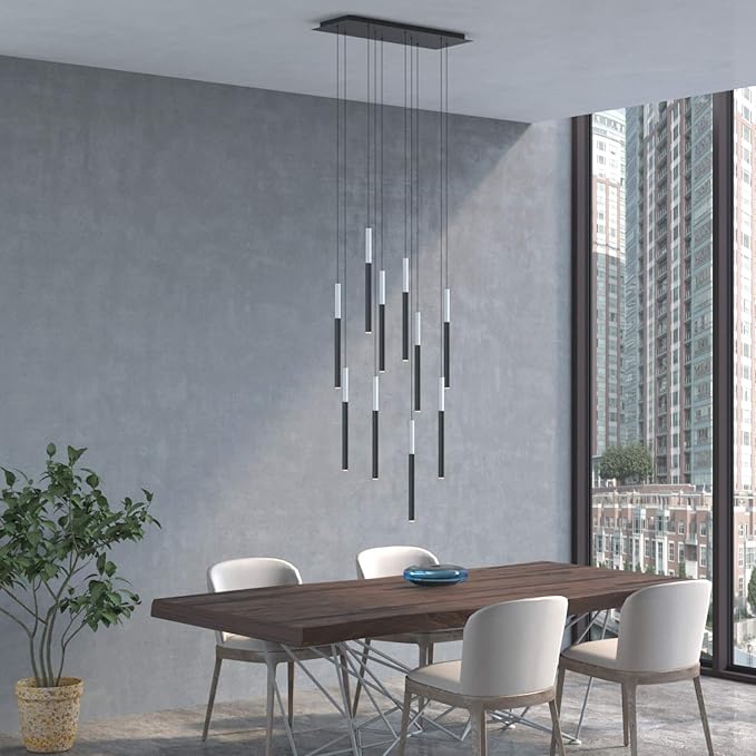 ALTAIR 10 Mini Pendant Lighting White-Black - LED Hanging Light Fixture for Kitchen Island, Bar, Foyer - Cluster Pendants - Dimmable, Adjustable Wire, Lamp Bulb Included