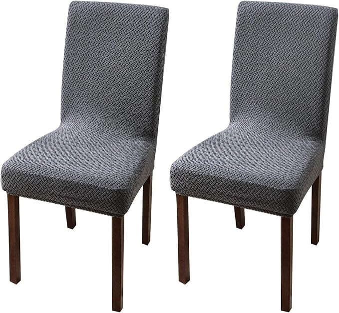 Genina Chair Covers for Dining Room Chair Covers Dining Chair Slipcovers Stretch Kitchen Parsons Chair Cover (Dark Gray, 2 PCS)