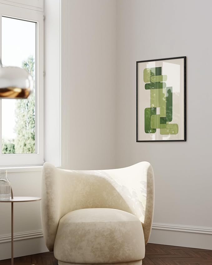 HAUS AND HUES Modern Abstract Wall Art - Blue and Green Living Room Art, Modern Artwork for Walls, Minimalist Picture for Living Room(Green Geometric, Unframed, 24x36)