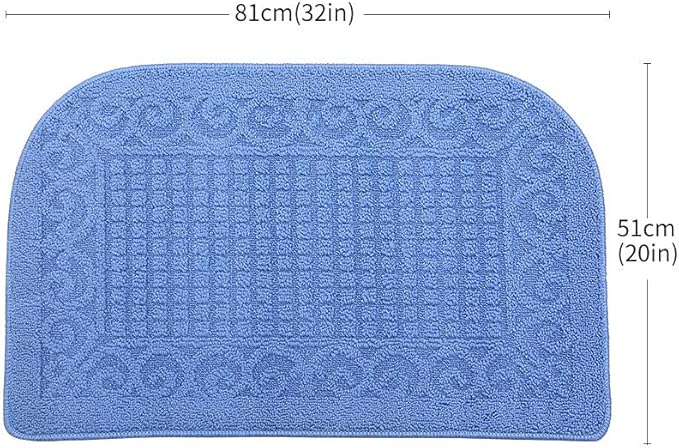 COSY HOMEER 32X20 Inch Anti Fatigue Kitchen Rug Mats are Made of 100% Polypropylene Half Round Rug Cushion Specialized in Anti Slippery and Machine Washable (32x20in Blue 1pc) …