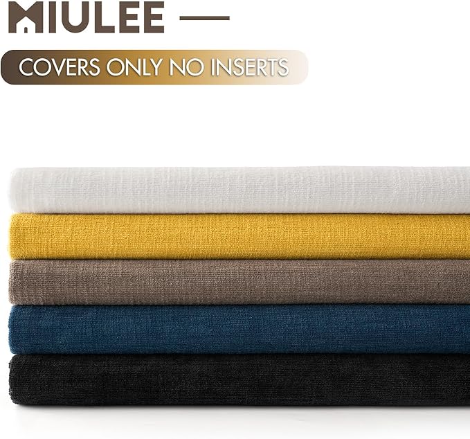 MIULEE Yellow Couch Pillow Covers 20x20 Inch, Set of 2 Soft Chenille Decorative Square Throw Pillow Covers Farmhouse for Sofa Living Room Bed