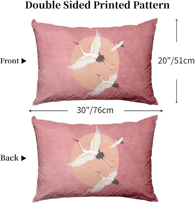 Heron Pillow Protectors with Zipper Standard Size White Bird Animal Pillow Covers Set of 2 Abstract Minimalist Pillowcases Vintage Pink Midcentury Modern Farmhouse Bed Pillow Covers 30"X20"